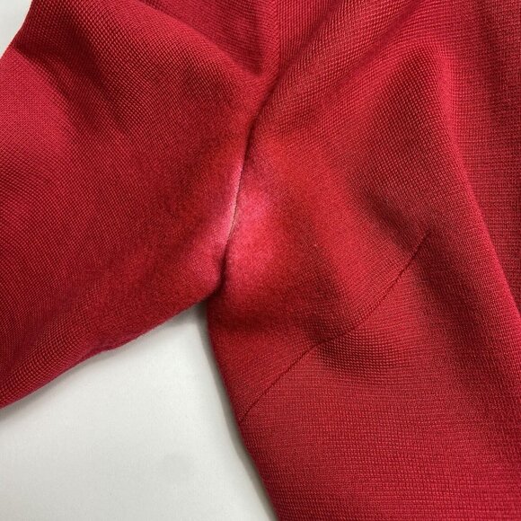 Vtg 60s 70s Knit Wool Dress Sz M Full Front Button Up Pockets Red - Picture 14 of 14